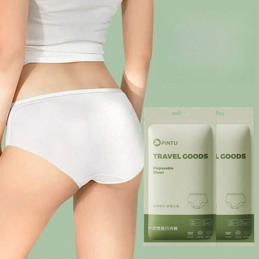 5 PEÇAS Calcinha Descartável Feminina de Viagem 100% Algodão Estéril Cuecas Viagem Amigável Sem Lavagem Calcinha Portátil para Hotel e Viagem de Negócios