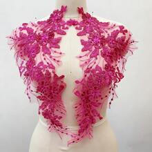 1 Pair 3D Lace Applique Floral Embroidery Patches - Delicate Hollow-Out Design, High-Quality Polyester Fabric, 10 Colors (White/Red/Gold/Black) Suitable For Wedding Gowns, Evening Dresses, DIY Fashion Accessories, Embroidered Dresses, Dress Decorations, Fine Embroidery, Dress Embellishments, Elegant Decorations, Exquisite Craftsmanship, Craft Enthusiasts