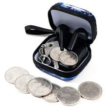 Cool Earphone/Key/Coin Purse, Football Gift, Colorful Holiday Football Print Coin Purse, Casual Style, Metal - Multicolor - View 10
