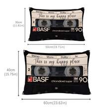 MEMNUN 1 Stück/2 Stücke Vintage Kassetten-Tape "Dies ist mein glücklicher Ort" bedruckter dekorativer Kissenbezug [ohne Kissenfüllung], 30*50cm/40*60cm, [einseitig Muster] Polyester Kissenbezug für Sofa, Bett, Wohnzimmer, Schlafzimmer, Auto, Büro, Hotel Dekoration, perfektes Geschenk für Familie und Freunde, für alle Jahreszeiten