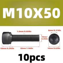 10件/20件/25件 M3/M4/M5/M6/M8/M10 15-60mm 长度 12.9级圆柱头内六角螺钉，高强度内六角螺钉 - 黑色 - 查看 18