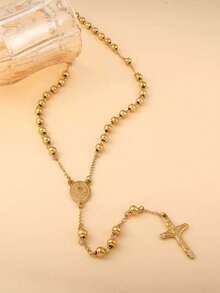 1 件镀金 6 毫米不锈钢圣本笃玫瑰项链吊坠，男女通用 Y 形项链首饰，万圣节、圣诞节礼物 - 彩色 - 查看 5