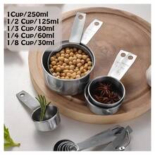 5 Pieces Stainless Steel Measuring Cups Set,  Kitchen Measuring Sets Gadgets Tool,For Cooking & Baking,Measure Dry & Wet Ingredients And Liquid (Cups) - Silver - View 4