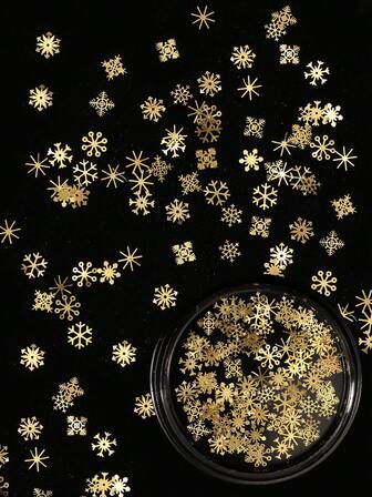 1 Kutu Noel Tırnak Sanatı Simleri, Altın Kar Tanesi Tırnak Süsleri, Kar Tanesi Noel Hediyesi Tırnak Tasarımı Kış Simleri, Payetler, Manikür, Kendin Yap Tırnak Süslemeleri