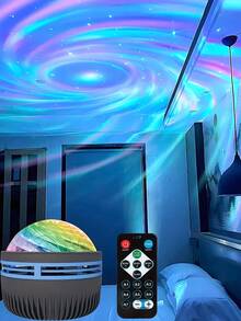 Galaxy Swirl 投影燈，USB 供電 LED 遙控小夜燈，動態漩渦天花板燈，適用臥室、客廳、派對裝飾 - LED星漩渦燈 - 查看 9