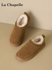 1双 La Chapelle 女士软底休闲鞋，圆头低跟平底户外通勤鞋，优雅软底徒步鞋，适合学生毕业照穿着，女士低帮皮质踝靴 - 卡其色 - 查看 5