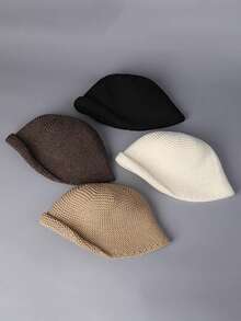 Sombreros de cubo de lana tejida para mujer en invierno, gorros de pescador cálidos, gorros unisex a prueba de frío para exteriores, ciclismo, esquí, sombreros de Panamá para dama