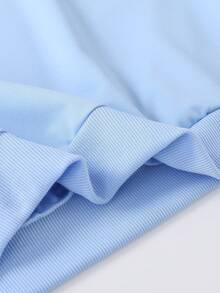 بلوزة رياضية بياقة مستديرة وأكمام طويلة للأولاد المراهقين، بطبعة حرف وطراز رياضي بسيط، ملابس شتوية وخريفية للأطفال - الأزرق - مشاهدة 6