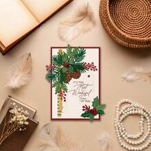 1PC Christmas Pinecone Silver-Gray Metal Die-Cut Mold Suitable For Scrapbooking Decorations, DIY Scrapbook Paper Crafts, Embossing Techniques, Handmade Projects, Greeting Card Creation, And Greeting Card Production. - Silver Gray - View 6