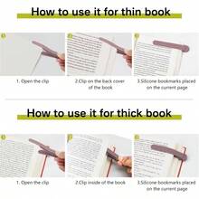 3 marcadores automticos, marcas de libros de silicona para leer mujeres, hombres, nios, amantes de los libros, lindos marcadores nicos de libros para lectura, accesorios de lectura, regalos - 2 Naranja+2 Verde+2 Rosa - Ver 5