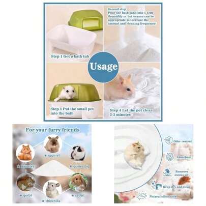 14 OZ Hamster Sand Bath - Fine Sand Hamster Bedding Reptile Silica Sand Gerbil Hideout Hamster Chinchillas Gerbil Mice Small Animals Small Pets