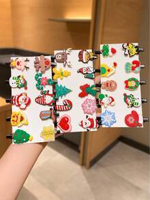 10pcs Colorful Christmas Hair Clips For Women, Cute Design Hair Clips Suitable For Bangs And Flyaways, Hair Accerssories - Multicolor - View 6