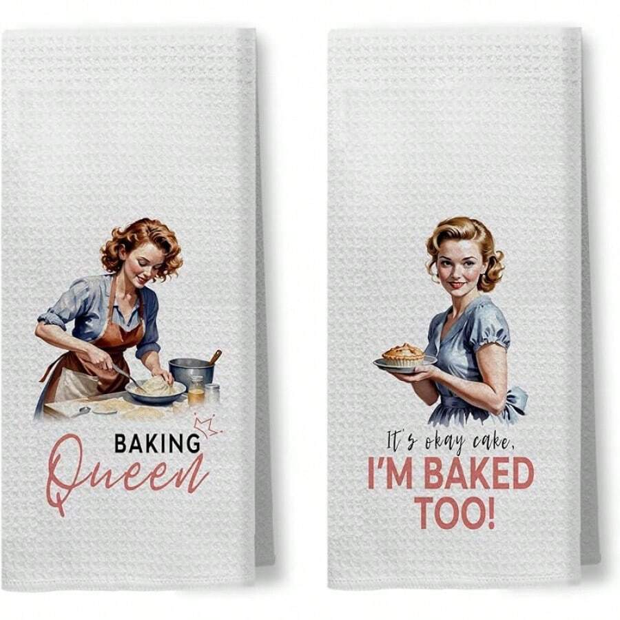 I'm Fine Funny Cooking Kitchen Towels, 50s Retro Housewife Decorative Dish Tea Towels, Mid Century Modern Sarcastic Humor Hand Towels For Kitchen, Hostess Gifts, 16x24 Inchhalloween - 顏色 09 - 查看 1