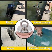 48mm-90mm Heavy-Duty Magnet Hooks Fishing Magnet ,Single-Side Magnet With Stainless Steel Ring, Metal Recycling And Underwater Treasure Hunting Sucking Disc, Salvage Tool Commonly Used In Sea And River Fishing, For Magnetic Fishing And Retrieving Items(Diameter 90/75/60/48mm -Pull Max 340/230/130/80KG)