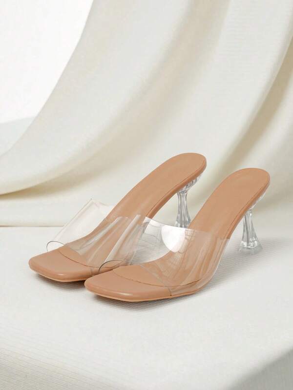 Clariva Women's Fashion Transparent High Heel Sandals, Clear Crystal Heels, Peep Toe Design, Transparent Straps, Comfortable And For Outdoor Wear Christmas Winter Christmas Gifts