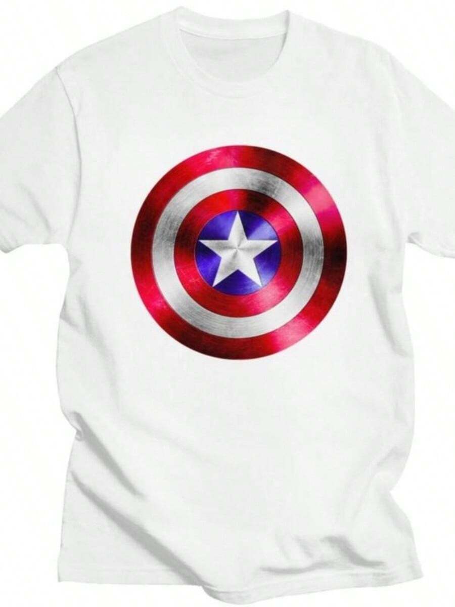 Handsome CaptainS AmericaS T Shirt Men Short SLeesves Cotton T-Shirt Casual Shield Superhero Tees Daily Streetwear Versatile Tshirt - trắng - Xem 1