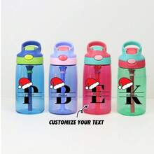 1PC Custom Christmas Monogram With Name, Back To School Gift, Personalized 16oz Water Bottle, School Water Bottle With Name