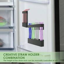 2 soportes magnéticos para pajitas para puerta de gabinete organizador de pajitas de gabinete contenedor de almacenamiento con adhesivo magnético de doble cara dispensador de pajitas reutilizables - A - Ver 5