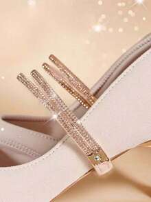 1 par de cordones de zapatos con diamantes de imitación antideslizantes para tacones altos de mujer, cordones invisibles antideslizantes adecuados para zapatos de punta de mujer, correas de fijación de tacón, perfectos para fiestas, bailes, compras - accesorio de moda para zapatos