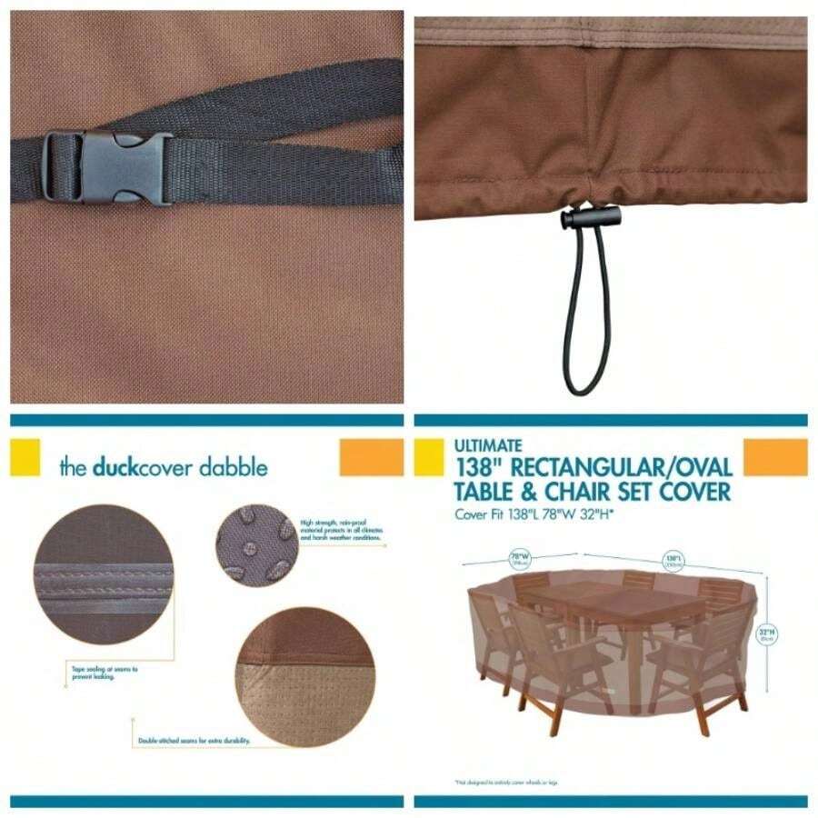 Ultimate Rectangular/Oval Patio Table with Chairs Cover, Fits Outdoor Rectangular/Oval Patio Table and Chair Sets 96 in. Long - 140 largo x 80 ancho x 32 alto - Ver 1