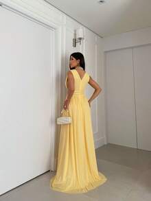 Simple Party Sexy Mesh Fabric Knot Mesh Contrast Butterfly Knot Wedding - 黃色 - 查看 2