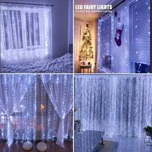 1pc 100/200/300 LED Curtain Lights, USB Hanging Fairy Lights String, Remote Control, 8 Lighting Modes, Suitable For Wedding, Birthday, Christmas, Party, Bedroom Backdrop, Indoor Home And Holiday Decoration, Available In White, Warm White And Multi-Color - 彩色 - 查看 8