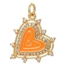 1pc Multi-Color Enamel Copper Heart Shaped Pendant, Delicate & Compact, Handmade DIY Necklace, Bracelet, Earring Jewelry Pendant, Suitable As Thanksgiving Gift