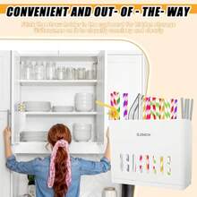 Dispensador de paja de plástico y organizador de pajitas reutilizable para gabinete de cocina y mostrador - Blanco - Ver 2
