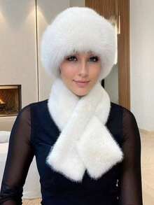 1 pièce Cadeau de Noël, Style d'hiver à la mode pour femmes, Fausse fourrure épaisse & chaude, Mode minimaliste, Chapeau mongol en fausse fourrure style extérieur unisexe - Multicolore - Voir 15