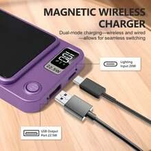 10000mAh Magnetic Wireless Power Bank, 22.5W Fast Charging, Compatible With IOS 17/16/15/14/13/Pro/Mini/Pro Max, Portable Charger, Suitable For Outdoor Travel, Camping And Emergency Backup, An Ideal Gift For Family And Friends - Màu tím - Xem 7