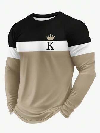 3D印花长袖T恤，年轻男士，透气舒适，适合休闲和运动