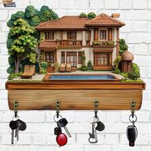 Key Hanger Wall Mount Colorful 2D Flat Villa Pattern Key Hooks For Wall Home Kitchen Office And More - Nhiều màu - Xem 2