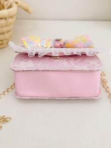 Girls' Pearl Handbag Mini Bag With Bow Coin Purse - Pink - View 5