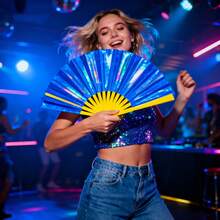 1pc Vintage Style Black Handled Double-Sided Fabric Folding Fan With Chinese Dragon Ink Painting Design - Black - View 7