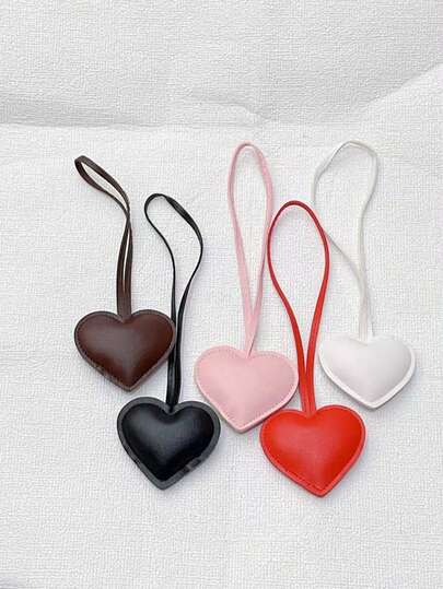 Double-Sided Leather Heart-Shaped Bag Charm/Pendant Car Accessories For Woman Gifts For Women