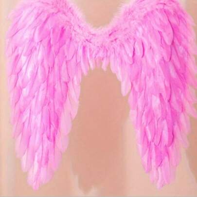 2pcs Angel Wings Natural Feathers Handmade Wings Festival Party Performance Decorative Props Model Walk-Show Wings Photo Shooting Props Halloween Christmas Decoration