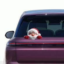 1 Pc Cute Furry 3d Effect Christmas Stickers, Stickers Of Santa Claus Lying On The Window, PVC Waterproof Car Stickers, Car Window Stickers