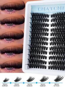 216/192 szt. puszystych, pojedynczych rzęs w kształcie litery D, kocie oko, do łączenia na lewą i prawą stronę, pojedyncze rzęsy 80/100D DIY, bardzo grube, naturalne, trwałe, ultralekkie, ultramiękkie, wielokrotnego użytku, zestaw do przedłużania rzęs, klej i uszczelniacz, pęseta do rzęs, szczoteczka do rzęs, odpowiednie dla początkujących, do użytku domowego, na co dzień, na imprezy, w podróży i na festiwale muzyczne