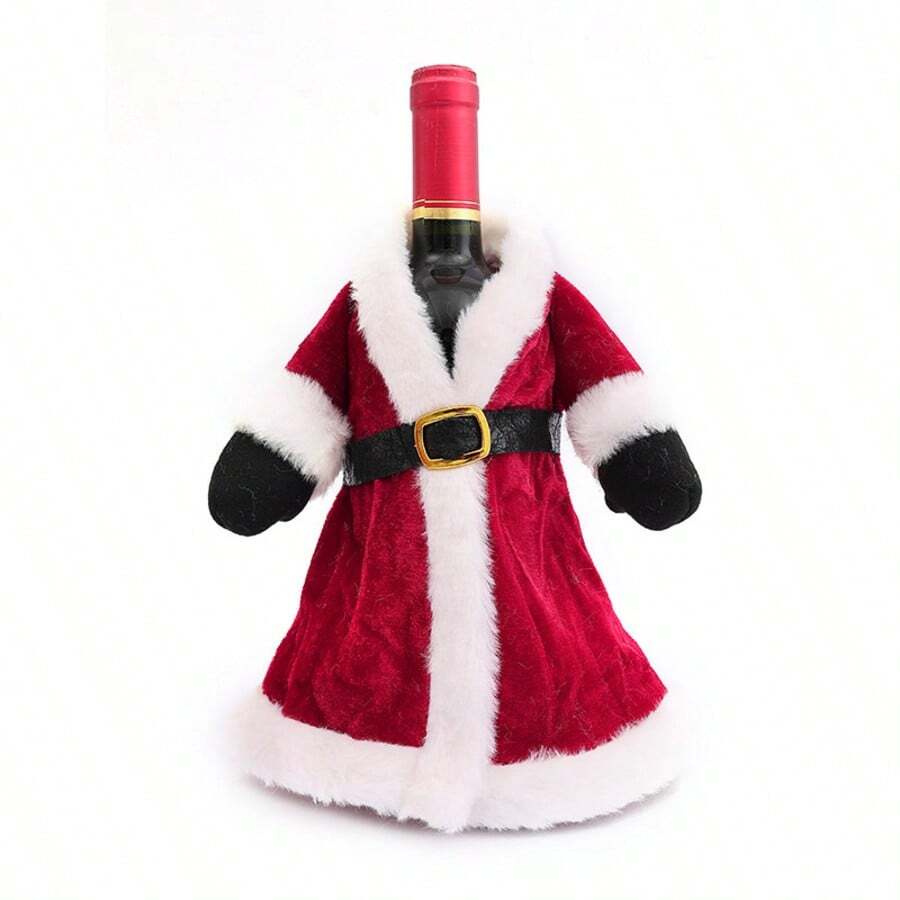 New Christmas Decorations, Dress Skirt Wine Bottle Cover, Creative Christmas Red Wine Bottle Cover For Home Dining Table Decor, Santa Claus Wine Bottle Knitted Cover, Restaurant Bar Pub Atmosphere Decoration Insulation, Galentines, Puppy, Carnival,Spring Summer Picks,Brides Maid Gifts,Room,Bedroom Decor,Beach,Travel,For Men,For Women,Vacation - High-end Wine Bottle Suit - View 1