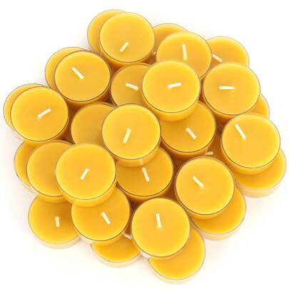 12 velas de té de cera de abeja; duración de 4 horas; sin humo ni olor; combustión limpia; adecuado para spa, yoga. Mejor para Navidad, perfecto para Acción de Gracias.