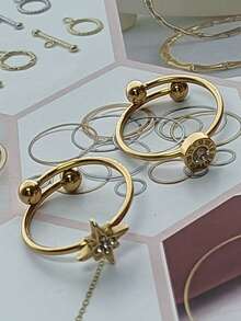 1 Stück einzigartiger drehbarer Doppelkugelring aus Edelstahl, Angsthilfe-Ring für Frauen, Goldschmuck