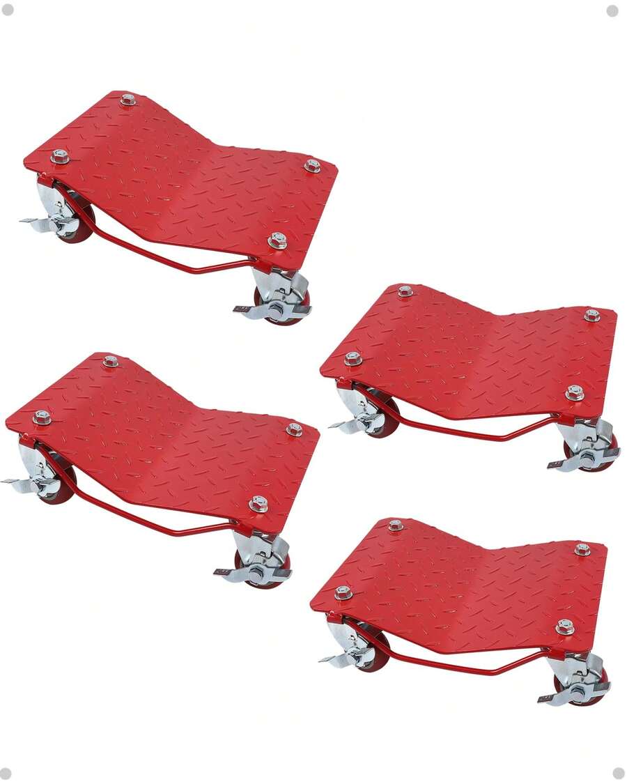 Techigher Heavy-Duty Set Of 4 Wheel Trolleys, Car Tire Wheel Trolley, 2/4 Pieces, Car Transport Trolley With 360-Degree Rotating Wheels, Made Of Carbon Steel - Bộ 4 món - Xem 1