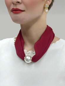 Elegant Ladies' Decorative Scarf And Neck Accessory - Polyester, Solid Color, Yarn-Dyed, Non-Elastic, Hand-Washable, Fashionable Black, Red, Green, Purple, White, Fashionable Neck Accessory, Fashionable Neck Accessory Polyester Fabric,It Is The Perfect Gift For Christmas Or Valentine's Day - White - View 10