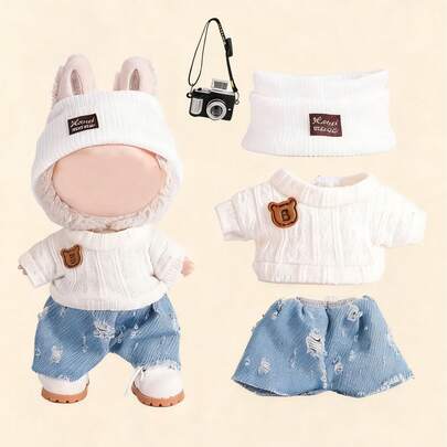 POKOJA LAND 6.69 英寸娃娃衣服，与 兼容，包括 3 套服装 - 时尚渔夫帽、毛衣和裤子或裙子套装，适合 6.69 英寸娃娃，可爱的娃娃公仔配件，可供玩耍和展示（不含鞋子和娃娃）