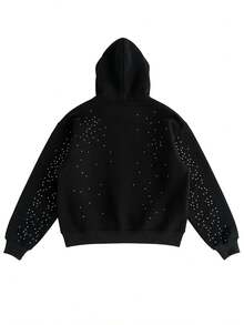Y2K Harajuku Women's Zip Up Jacket With Star Print Pattern Hip-Hop Style Short Zip Hoodie Gothic Black Jacket Unisex - 黑色 - 查看 4