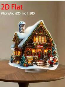 2D Acryl flache Boho Stil Lebkuchenhaus Deko - Feiertags Heim- & Bürodekoration, Multifunktional, mit Ständer Weihnachtsdekoration Zuhause Weihnachtsgeschenke Weihnachtsdeko
