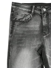 Jeans a zampa di elefante con patchwork da uomo, jeans skinny fit strappati a zampa di elefante, jeans ricamati con lavaggio a strati in stile Y2K, versatili per tutte le stagioni