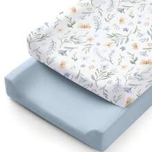 适用于女孩、男孩的弹性尿布垫套，丝滑柔软尿布台套，适合 32 英寸/34 英寸 x 16 英寸波状垫，透气婴儿育儿尿布垫床单