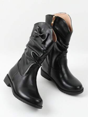 Girls Black Boots, Children's Boots, High Top Children's Winter Boots, Flat Boots For Little Girls