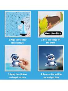 106pcs/9sheets Christmas Window Stickers - Cute And Funny Double-Sided Static Glass Door And Window Stickers, Blue Snow And Ice Winter Pattern, Reusable, Christmas Window Stickers, Winter Frozen New Year Party Supplies Wonderland Decorations,Christmas Decorations Home,Christmas>Decoration - Multicolor - View 9